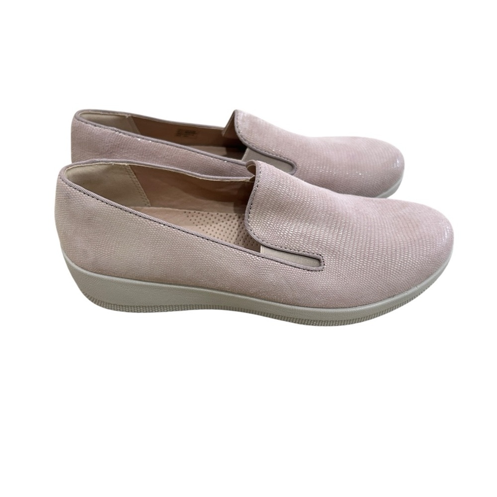 Fitflop Superskate lizard Slip-On loafer leather insole nude Blush Pink 8.5